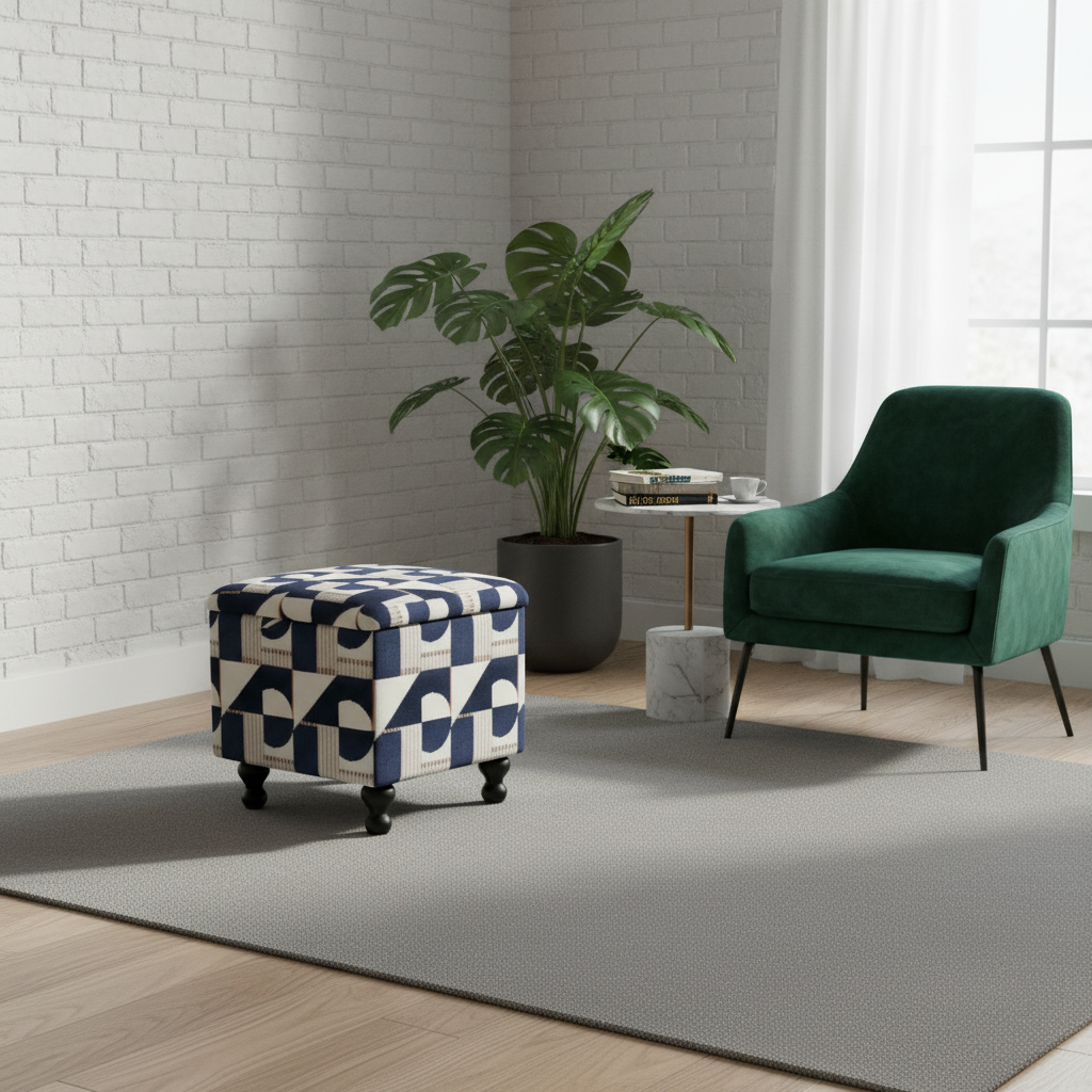 Contemporary style UK-made ottoman with robust legs