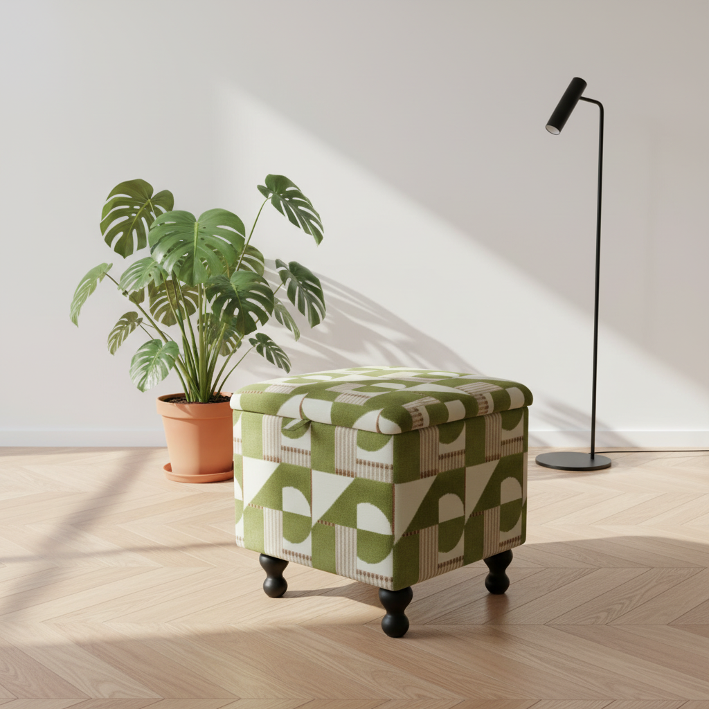 Contemporary style upholstered coffee table and storage ottoman