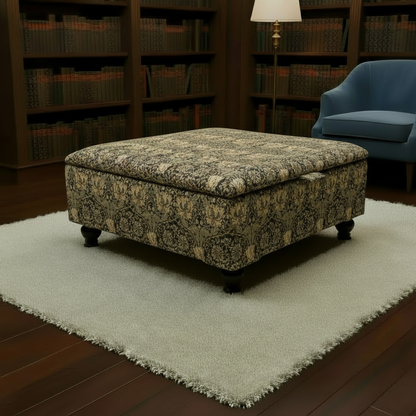 Boho Chic Large Storage Footstool – Multi-Toned Designer Ottoman & Coffee Table for Eclectic Homes