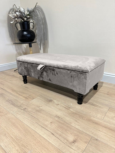 Silver Plain Lid Coffee Table | Ottoman Storage | Bench Seat