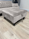 Square Plain Lid Coffee Table Ottoman Storage | Large Velvet Footrest