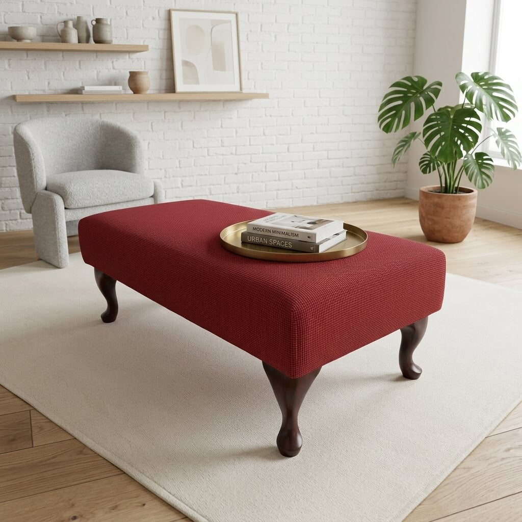 Custom plain fabric ottoman footrest for modern UK living room