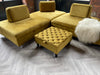 PREMIUM Large Mustard Gold coffee table Velvet Square Ottoman Storage | Chesterfield Footstool Pouffe UK | Mustard Gold Table