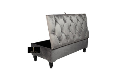 Dark Grey Ottoman Coffee Table Storage Bench | Dark Grey Pouffe