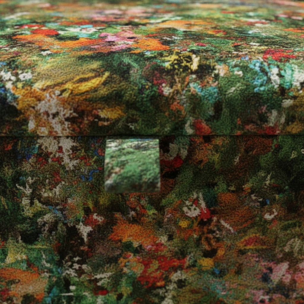 Decorative living room storage ottoman with vibrant palette contemporary style
