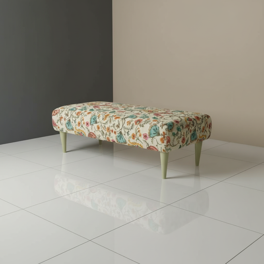 Designer abstract patterned footstool for stylish living room seating