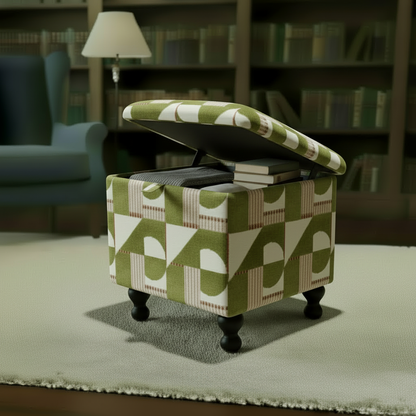 Designer patterned footstool for living room comfort