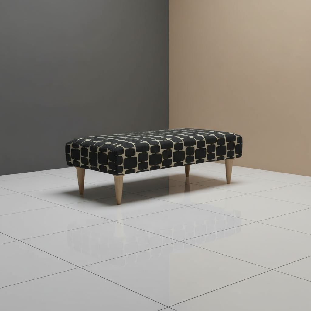 Designer stitched lid footstool with hidden storage for home office use