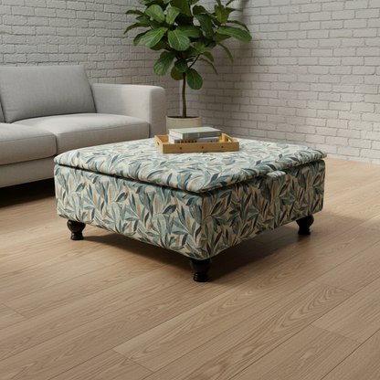 High-Density Foam Cushioned Ottoman & Coffee Table – Multi-Toned Designer Seating with Storage | Handcrafted UK Centrepiece