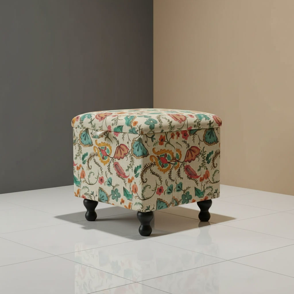 Durable footstool with hidden compartment for shoes and accessories