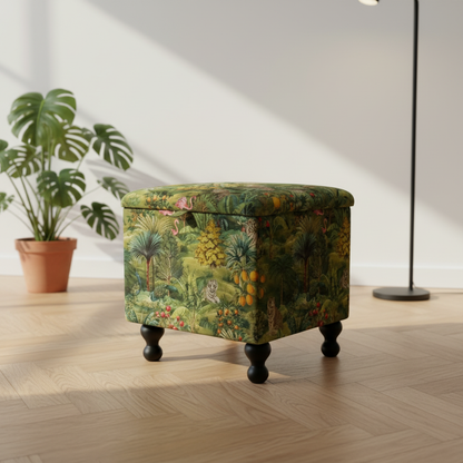 Durable solid wood frame ottoman with high-density foam seating