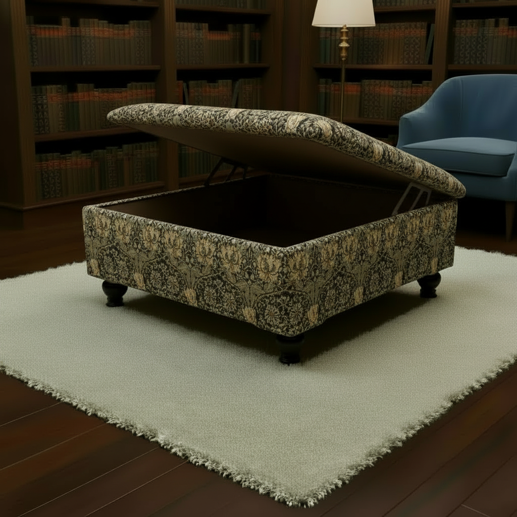 Boho Chic Large Storage Footstool – Multi-Toned Designer Ottoman & Coffee Table for Eclectic Homes