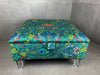 PREMIUM MADE TO MEASURE Satin Green Floral Ottoman Square Storage | Patterned Footstool Pouffe UK | Green Table