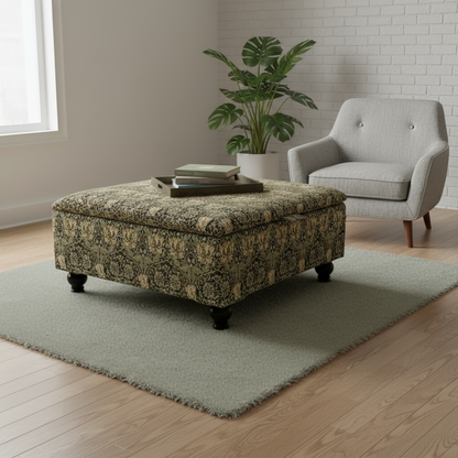 Boho Chic Large Storage Footstool – Multi-Toned Designer Ottoman & Coffee Table for Eclectic Homes