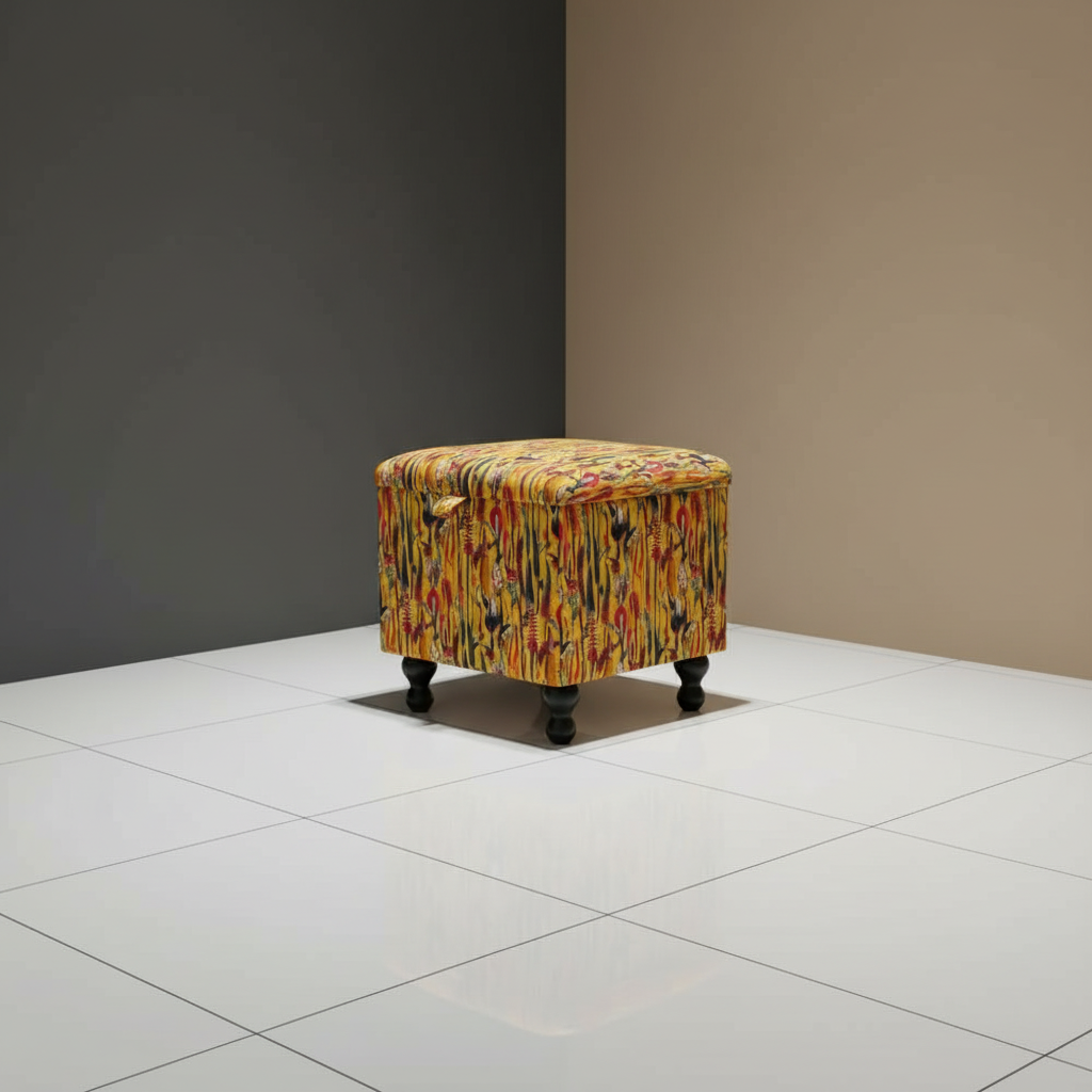 Elegant vanity seating with storage compartment for makeup and accessories