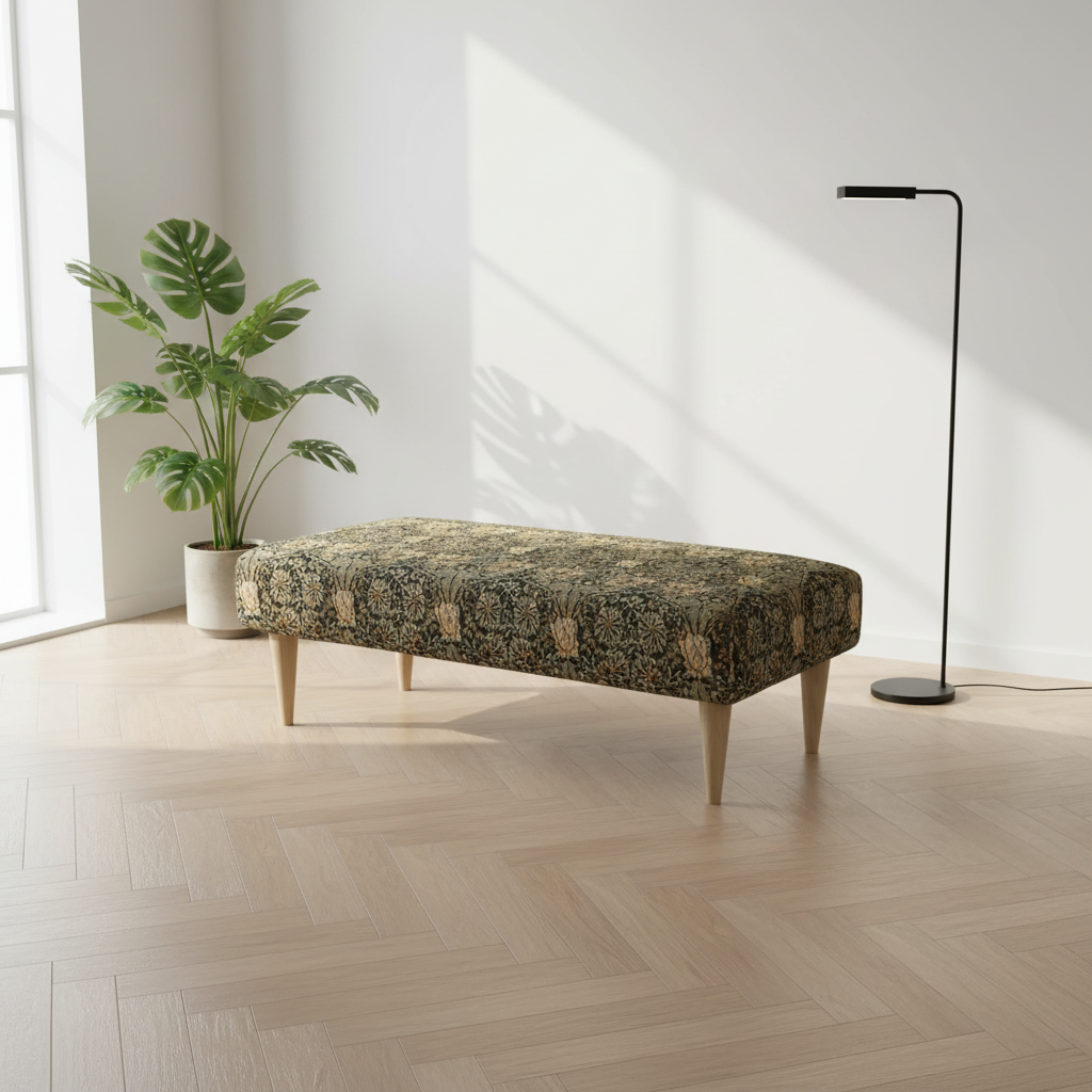 Elegant wooden legs supporting high-density foam bench