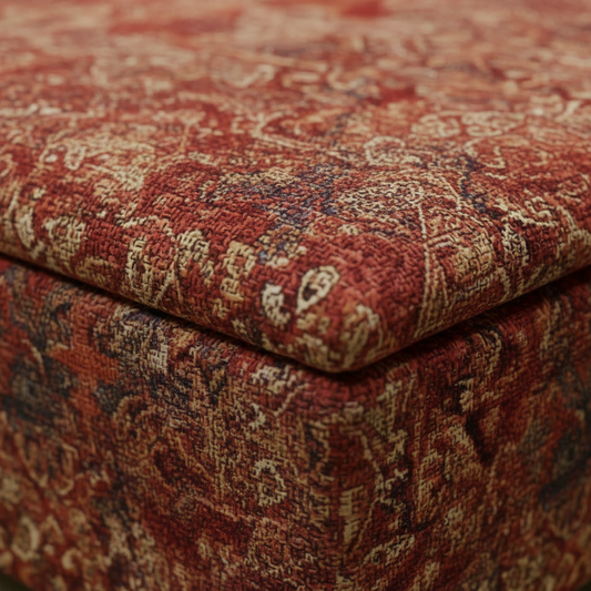 Extra large square storage ottoman coffee table with expressive multi-toned pattern