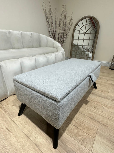 PREMIUM pale grey storage Bench seat coffee tableOttoman footstool