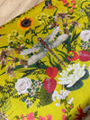 PREMIUM BARBADOS FOOTSTOOL YELLOW FIRST BIRD FLORAL POUFFE FOOTREST