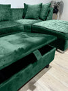 Green Chesterfield Square Plain Ottoman Storage | Green Velvet Ottoman Footstool