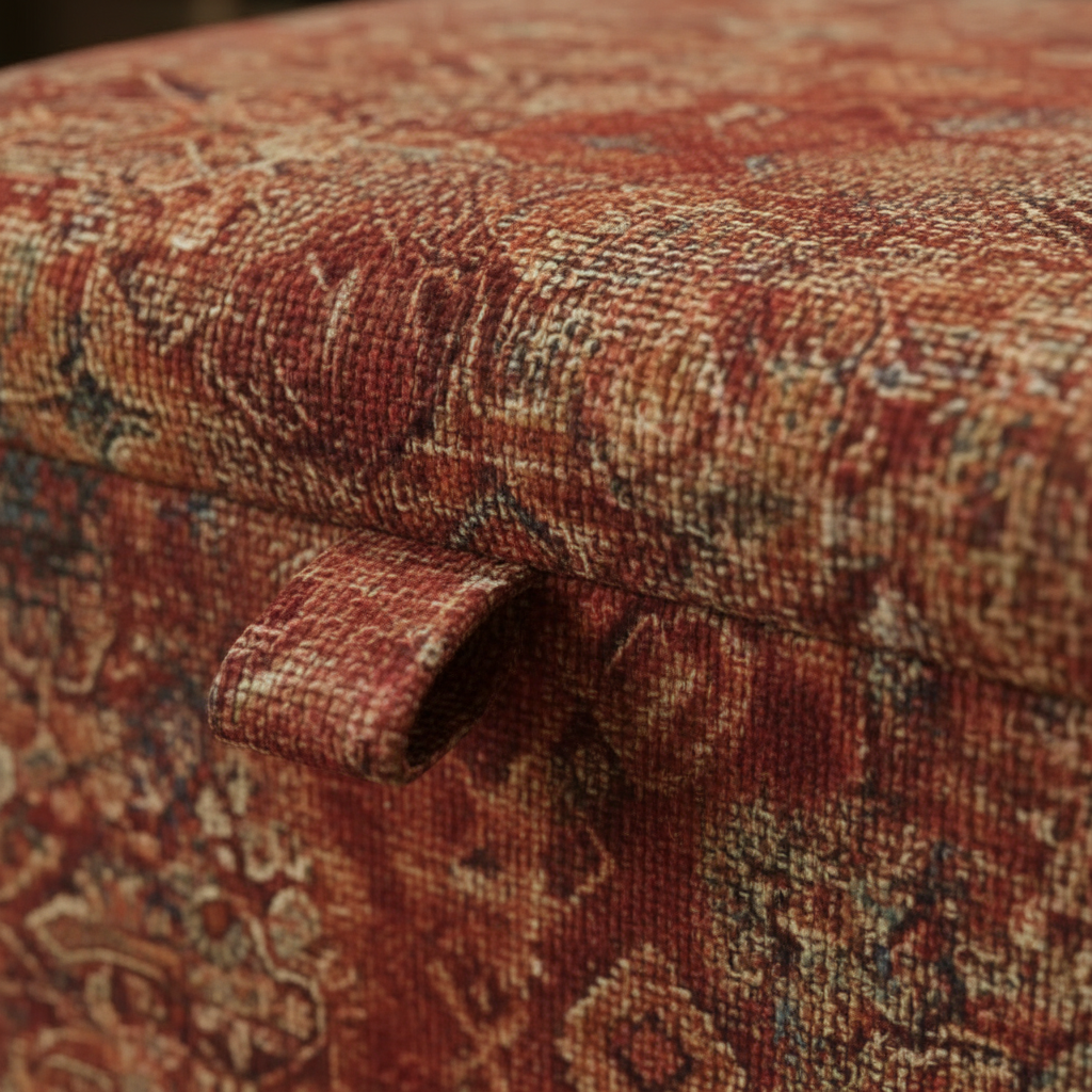 Handcrafted UK footstool with artistic designer pattern and premium fabric