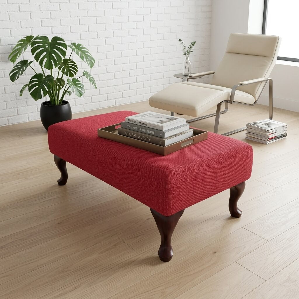 Handcrafted living room footstool in vibrant palette with premium finish