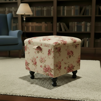 Handcrafted tray table base and footstool combo with vibrant designer pattern