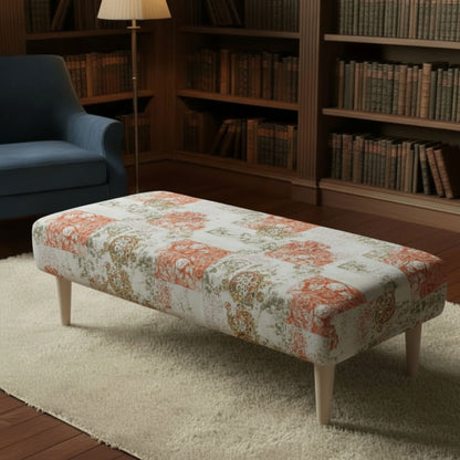 Handmade rectangular storage ottoman bench UK designer motif smooth lid