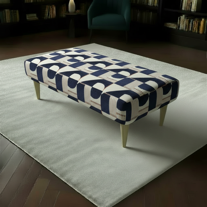 Heavy Duty Upholstered Ottoman with Vibrant Palette Designer Pattern