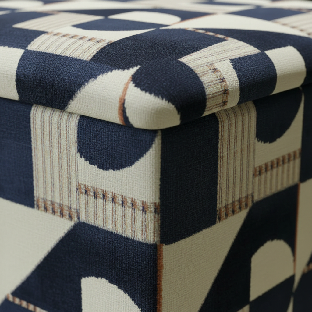 High-density foam upholstered ottoman for seating and storage