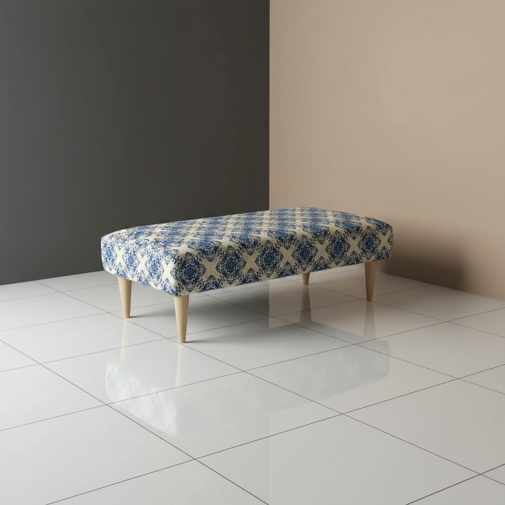 High-end stitched lid footstool pouffe with concealed storage solution