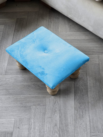 Small aqua footrest pouffe