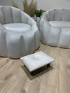 Small creamy white footrest pouffe