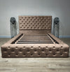 Brown bose bed chesterfield tufted matching buttons