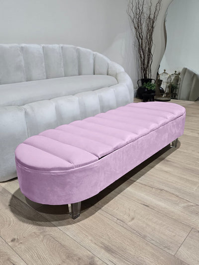 Olivia pink Coffee Table storage  Bench, line panel Footstool seat