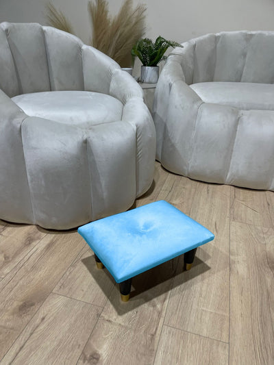 Small aqua footrest pouffe