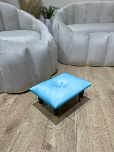 Small aqua footrest pouffe