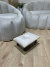 Small creamy white footrest pouffe