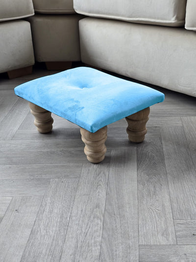 Small aqua footrest pouffe