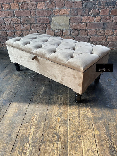 Champagne Beige Coffee Table Ottoman Bench For Living Room | Ottoman Storage Bench For Bedroom UK