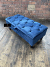 Blue Coffee Table Ottoman Storage Bench | Velvet Blue Chesterfield Footstool UK