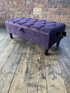 Purple Aubergine Ottoman Storage Bench | Purple Chenille Fabric Footstool