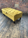 Mustard Gold Ottoman Storage Bench | Gold Velvet Chesterfield Footstool