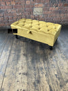 Mustard Gold Ottoman Storage Bench | Gold Velvet Chesterfield Footstool