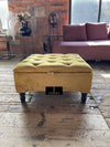 Mustard Gold Square Ottoman Storage, Footrest Coffee Table