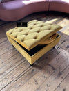 Mustard Gold Square Ottoman Storage, Footrest Coffee Table