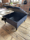 Black Square Coffee Table Ottoman Storage | Black Pouffe Footstool