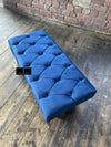 Blue Chesterfield Footstool | Velvet matching Buttoned Coffee Table