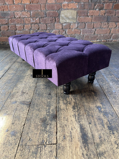 Purple Aubergine Chesterfield Ottoman footstool