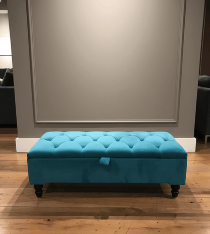 Inside view of Chesterfield Storage Ottoman Bench